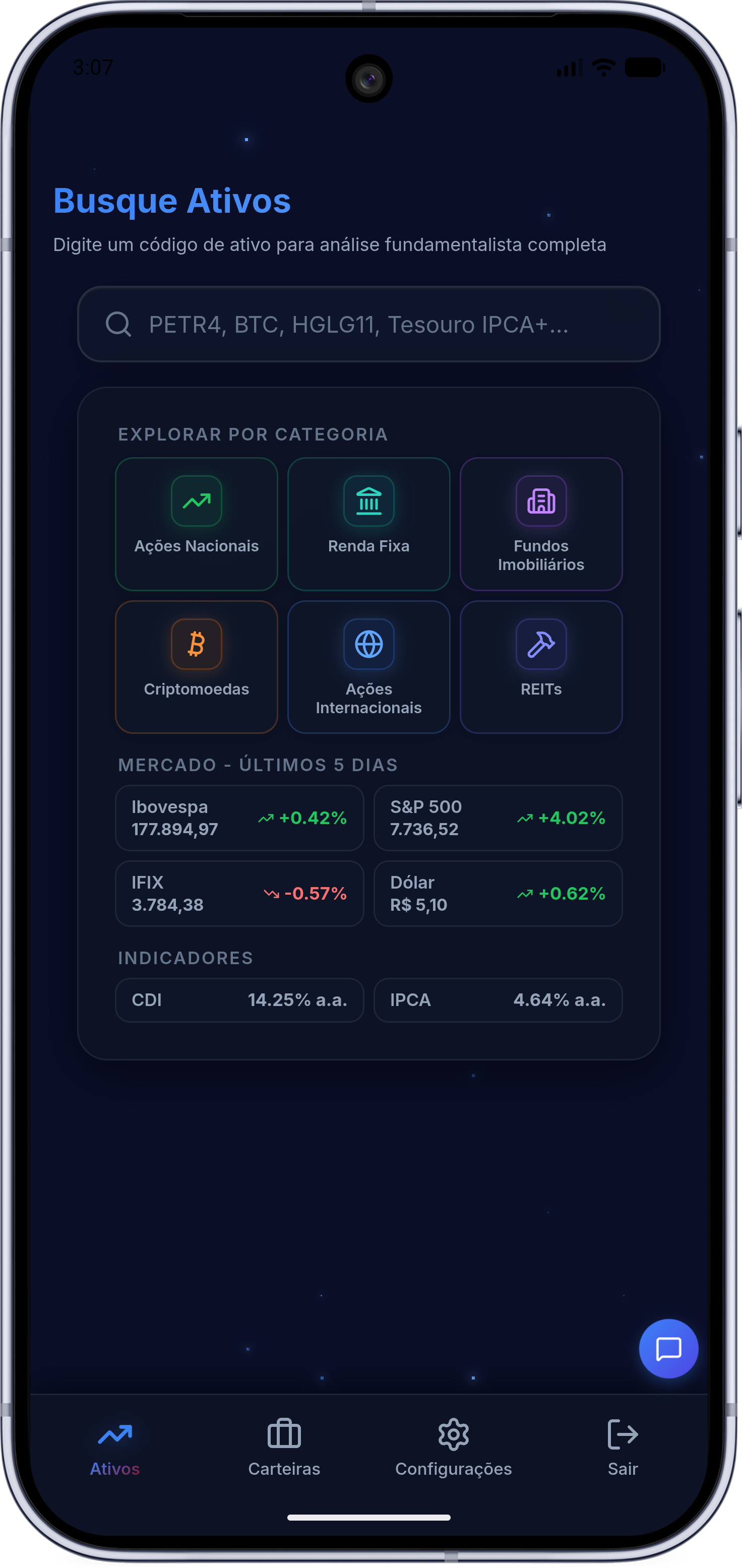 Busca de ativos - Mobile