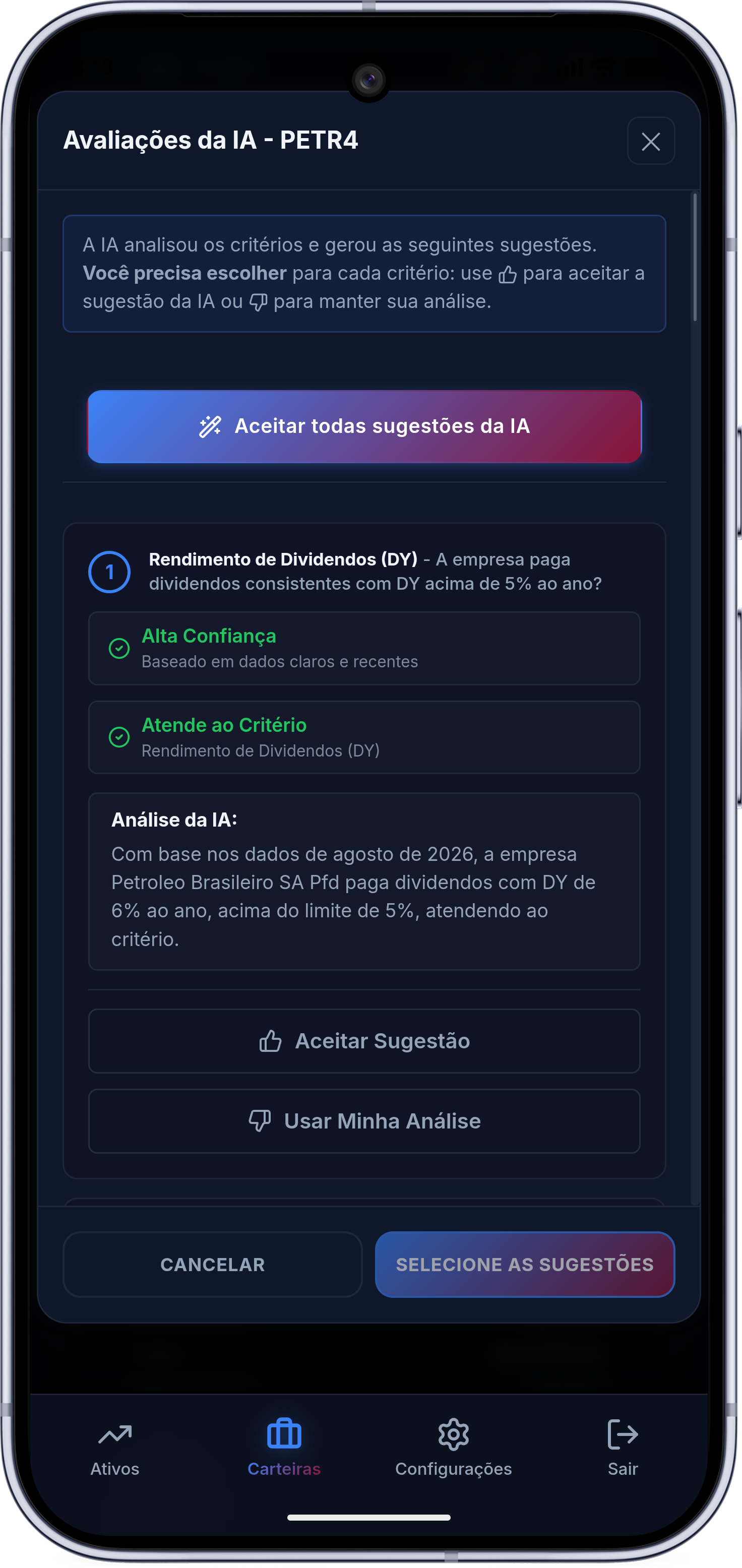 Sugestões IA - Mobile