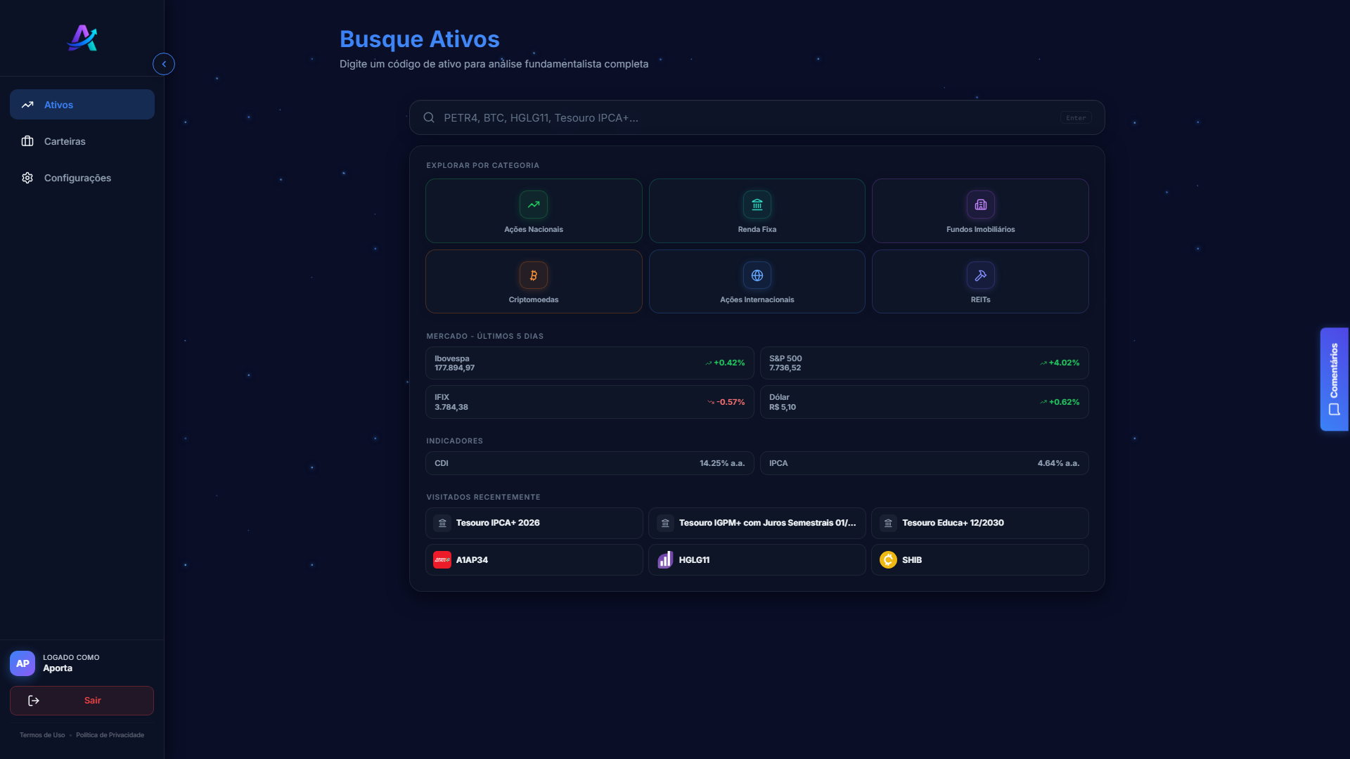 Busca de ativos - Web
