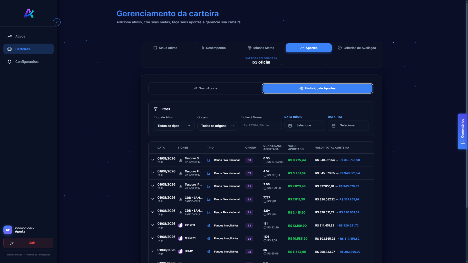 Histórico - Web